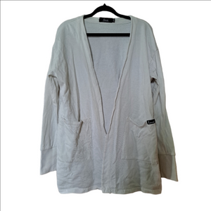 🇨🇦Louve 100% Organic Cotton Open Front Cardigan – Cream, Made in Canada (L/XL)